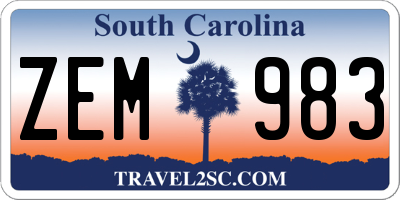 SC license plate ZEM983