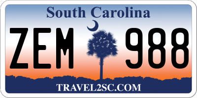 SC license plate ZEM988