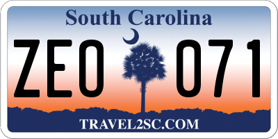SC license plate ZEO071