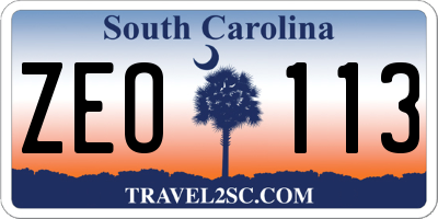 SC license plate ZEO113