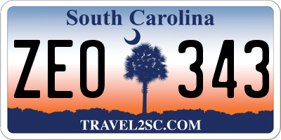 SC license plate ZEO343