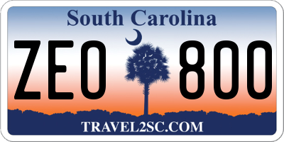 SC license plate ZEO800