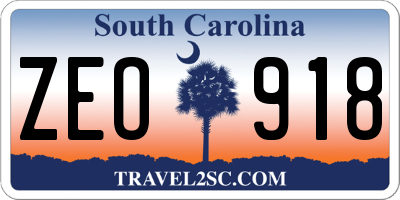 SC license plate ZEO918