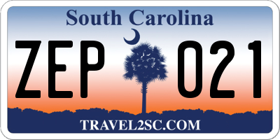 SC license plate ZEP021