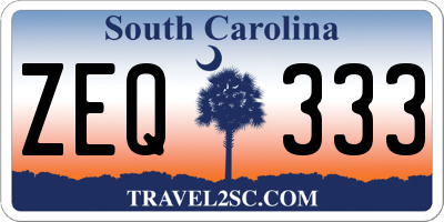 SC license plate ZEQ333