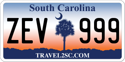 SC license plate ZEV999