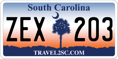 SC license plate ZEX203