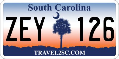 SC license plate ZEY126