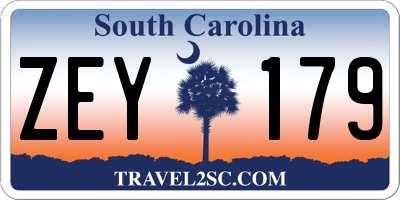 SC license plate ZEY179