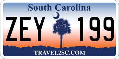 SC license plate ZEY199