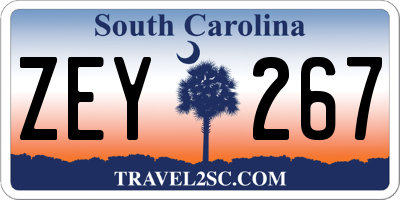 SC license plate ZEY267