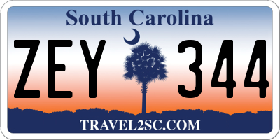 SC license plate ZEY344