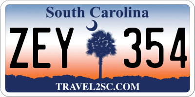 SC license plate ZEY354