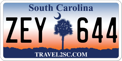SC license plate ZEY644