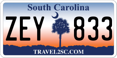 SC license plate ZEY833