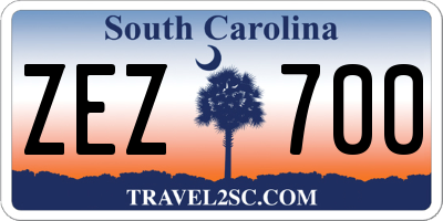 SC license plate ZEZ700