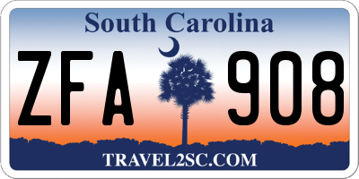 SC license plate ZFA908