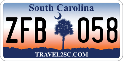 SC license plate ZFB058