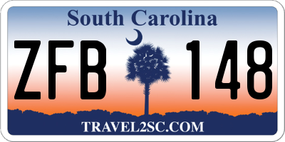 SC license plate ZFB148
