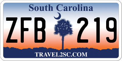 SC license plate ZFB219