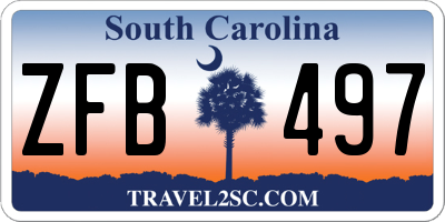SC license plate ZFB497