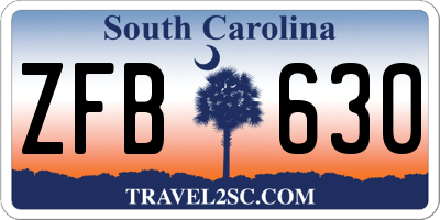 SC license plate ZFB630