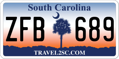 SC license plate ZFB689
