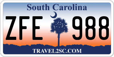SC license plate ZFE988