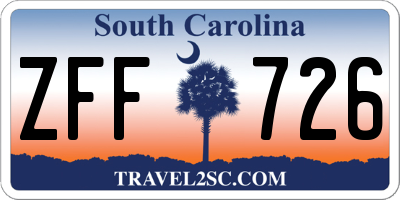 SC license plate ZFF726