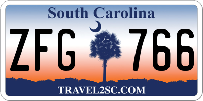SC license plate ZFG766