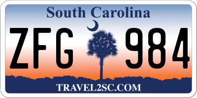 SC license plate ZFG984