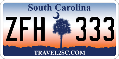SC license plate ZFH333
