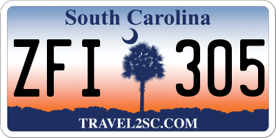 SC license plate ZFI305