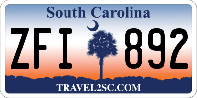 SC license plate ZFI892