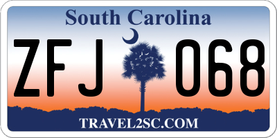 SC license plate ZFJ068
