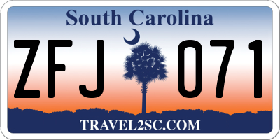 SC license plate ZFJ071