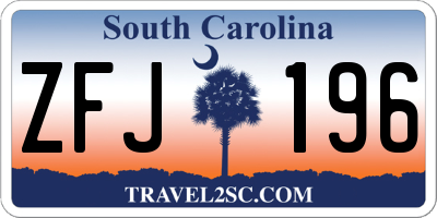 SC license plate ZFJ196