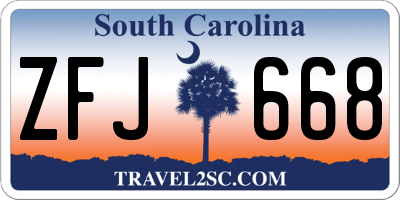 SC license plate ZFJ668