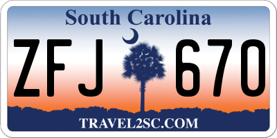 SC license plate ZFJ670