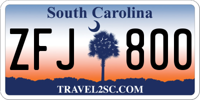 SC license plate ZFJ800