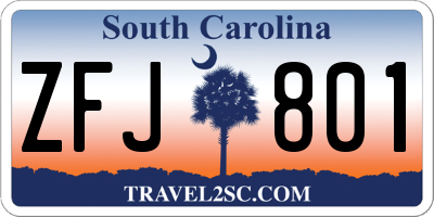 SC license plate ZFJ801