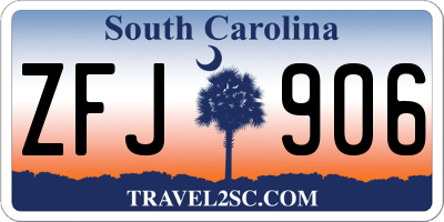 SC license plate ZFJ906