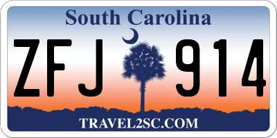 SC license plate ZFJ914