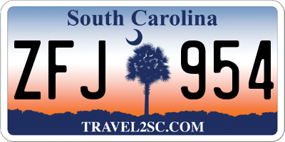 SC license plate ZFJ954