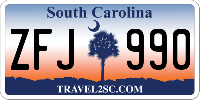 SC license plate ZFJ990