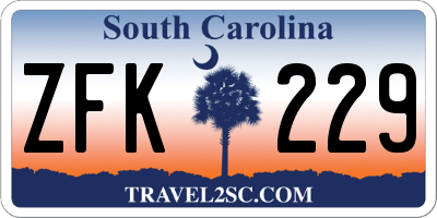 SC license plate ZFK229