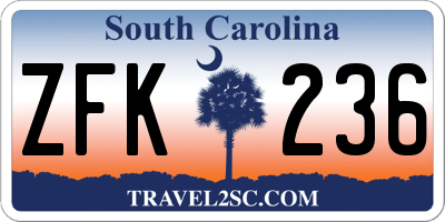 SC license plate ZFK236