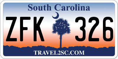 SC license plate ZFK326