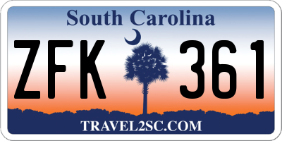 SC license plate ZFK361