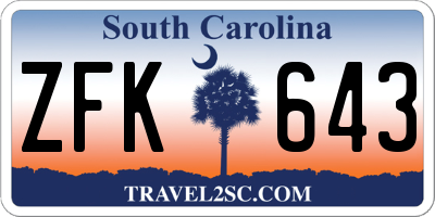 SC license plate ZFK643